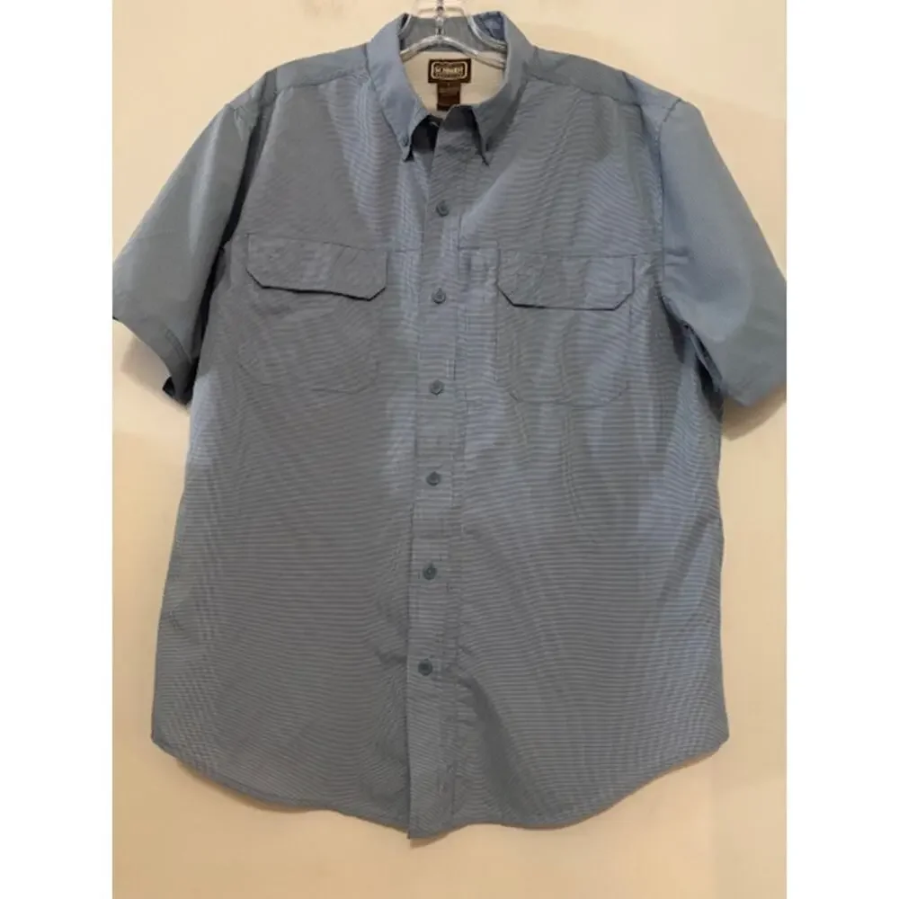 CE Schmidt Mens Work Wear Shirt Short Sleeve Button Front Collar Mens Large